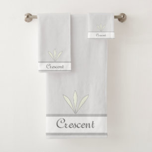 Conjunto De Toalhas Penas Elegantes sobre Cinza Prata e Branco