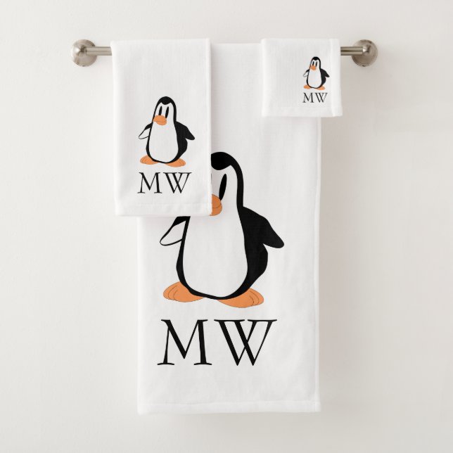 Conjunto De Toalhas Penguin Design Monogrammed (Insitu)