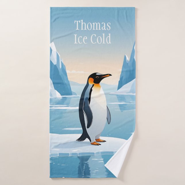 Conjunto De Toalhas Penguin on ice floe in icy landscape (Toalha de Banho)