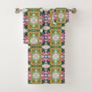 Conjunto De Toalhas Pentes de Flor Coloridas Padrões de Aquarela