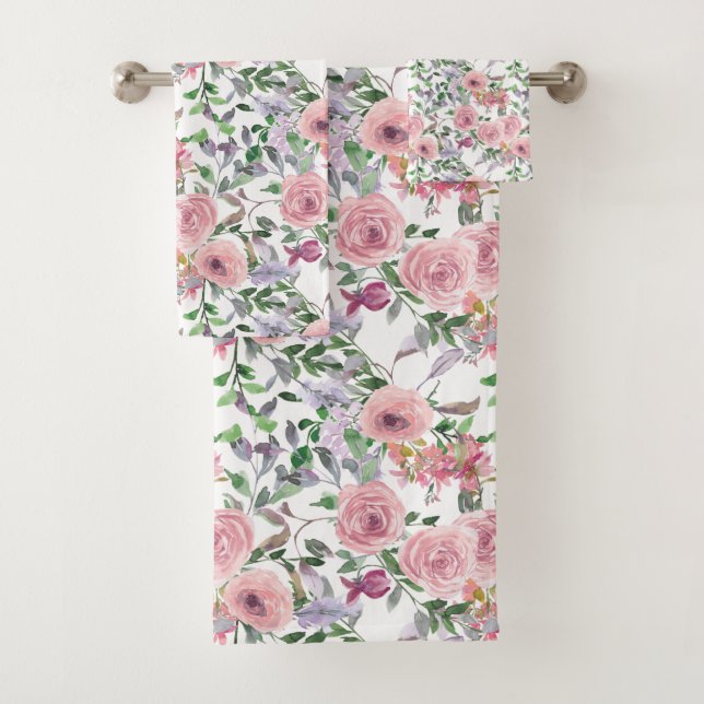 Conjunto De Toalhas Peões e Rosas Rosa Românticos Floral (Insitu)