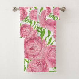 Conjunto De Toalhas Pêonias cor-de-rosa