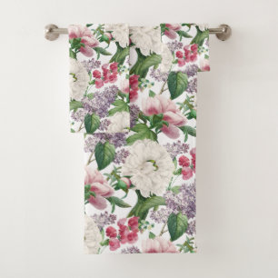 Conjunto De Toalhas Pêonias e Lilases Pavimenteiro de Jardim Aquático