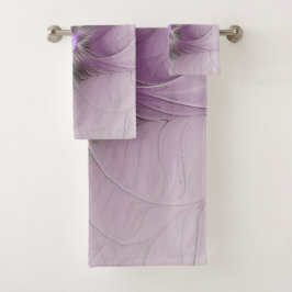Conjunto De Toalhas Pequena Beleza Moderno Cinza Mauve Arte Fractal Fl