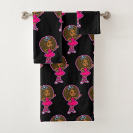 Conjunto De Toalhas Pequena Princesa Afro-Americana