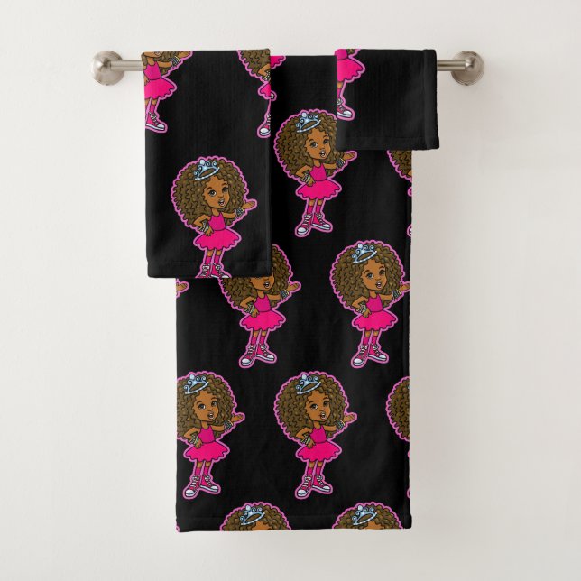 Conjunto De Toalhas Pequena Princesa Afro-Americana (Insitu)