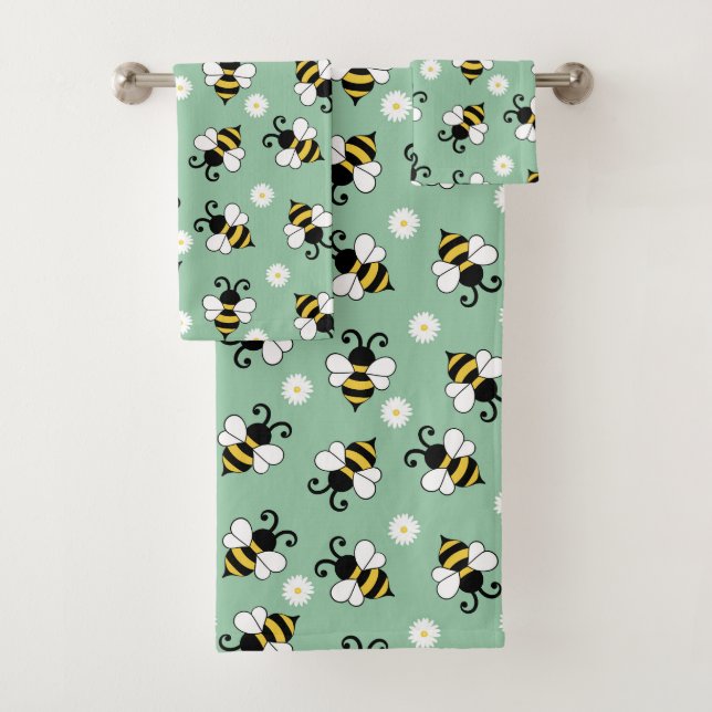 Conjunto De Toalhas Pequenas abelhas e flores margaridas (Insitu)