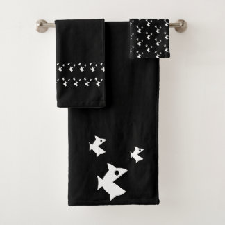 Conjunto De Toalhas Pequeno peixe preto branco