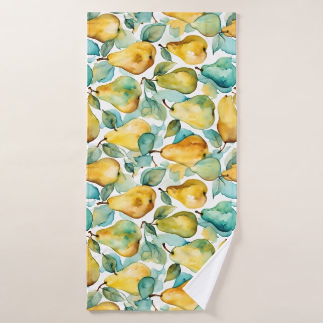 Conjunto De Toalhas Pêras Arte Aquarela  (Toalha de Banho)