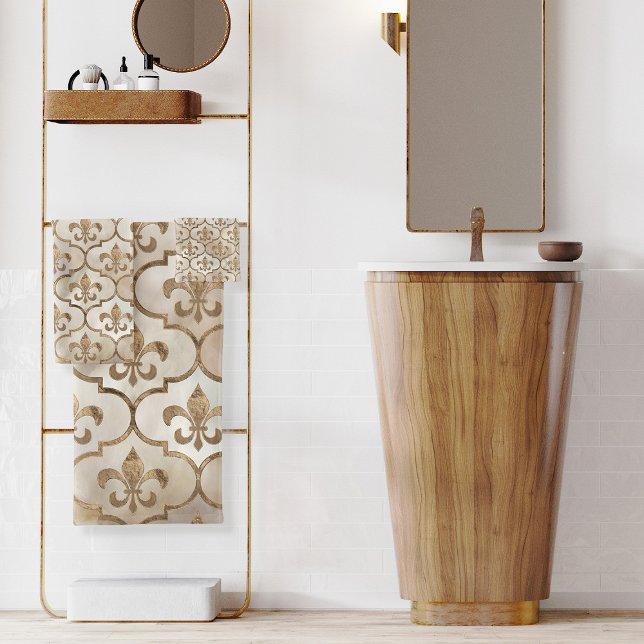 Conjunto De Toalhas Pérola-de-lis com padrão Fleur-de-lis e ouro (Criador carregado)