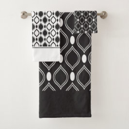 Conjunto De Toalhas Pérolas Art Déco em padrão antracito e branco