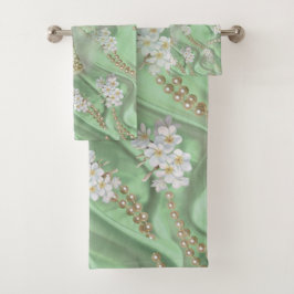 Conjunto De Toalhas Pérolas da Seda Verde e da Costa do Marfim