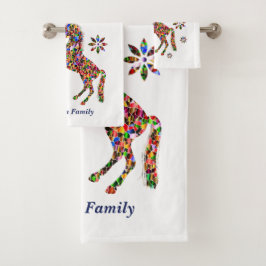 Conjunto De Toalhas Personalização da Família de Glitter do Unicórnio