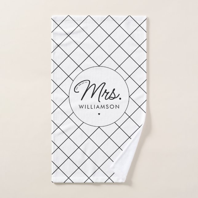 Conjunto De Toalhas Personalizada Sra. Est. Script Elegante Moderno Re (Toalha de mão)