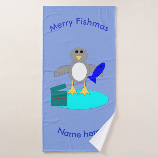 Conjunto de Toalhas Personalizadas Pinguim de Pesc (Toalha de Banho)