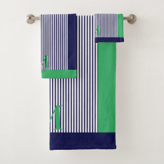 Conjunto De Toalhas Personalizado Azul Marinho E Verde Mar Estético 