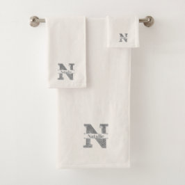 Conjunto De Toalhas Personalizado No Monograma Inicial Do Prata Seu No