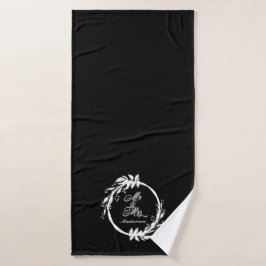 Conjunto De Toalhas Personalizado Sr & Sra. Elegante Black & White New