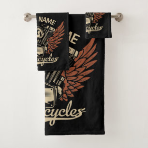 Conjunto De Toalhas Personalizar Garagem de Motocicletas Biker