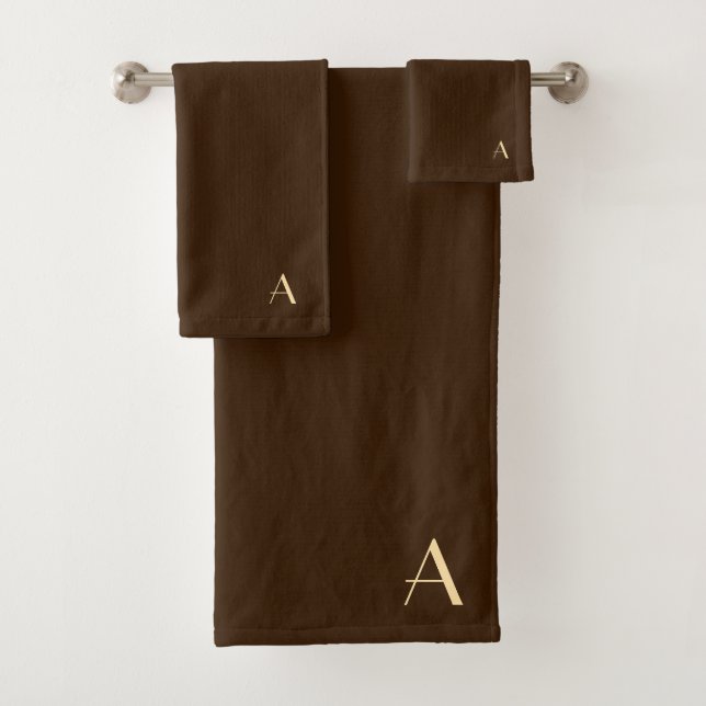 Conjunto De Toalhas Personalize Com O Seu Marrom Dk Inicial (Insitu)