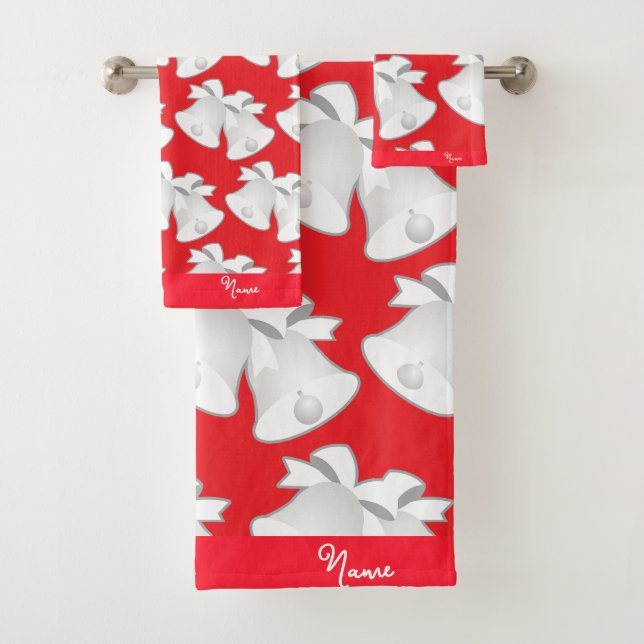 Conjunto De Toalhas Personalize Feriado Sininhos de Casamento Vermelho (Insitu)