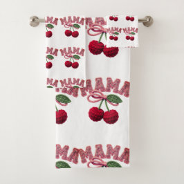 Conjunto De Toalhas Personalized “Mama” Cherry Print – Funny Kitchen T