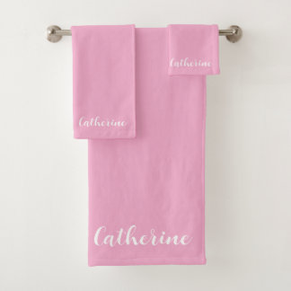 Conjunto De Toalhas Personalized Pink Towels Set with Name