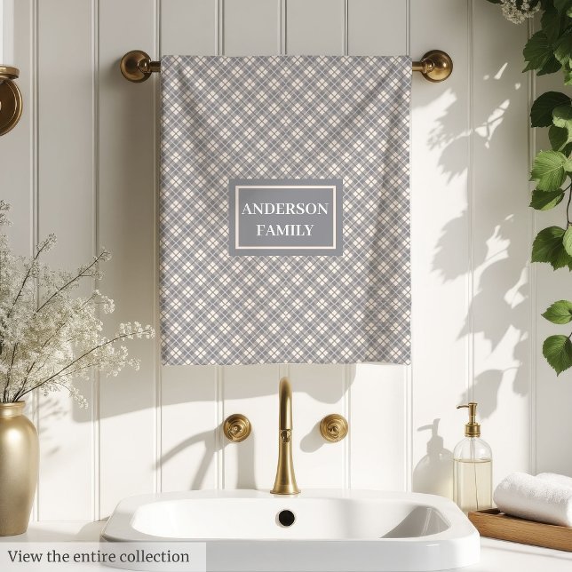 Conjunto De Toalhas Personalized Plaid Towels Elegant Pastel Accent (Personalized Plaid Towels Elegant Pastel Accent)