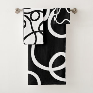 Conjunto De Toalhas Persuasão linear I: Abstrato preto e branco
