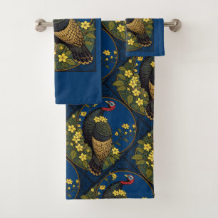 Conjunto De Toalhas Peru Selvagem Pássaro Peru e Flores de Jasmim
