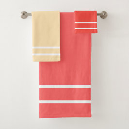 Conjunto De Toalhas Pêssego Amarelo Pastel Padrão Geométrico da Fruta 