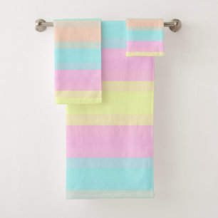 Conjunto De Toalhas Pêssego Cor-de-rosa Verde Púrpura Pastel Stripes P