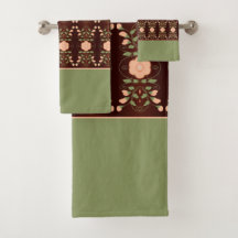 Pêssego E Verde Com Castanho Escuro