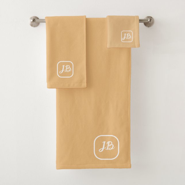 Conjunto De Toalhas Pêssego Suave Elegante Monograma Personalizado (Insitu)