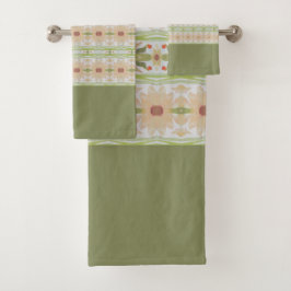 Conjunto De Toalhas Pêssego Verde E Suave