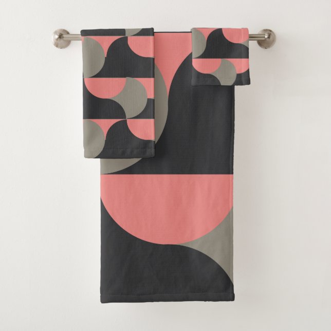 Conjunto De Toalhas Pessegueira e cinza modernas do século médio (Insitu)