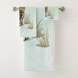 Conjunto De Toalhas Pet de Cat Bengala de Nome Personalizado