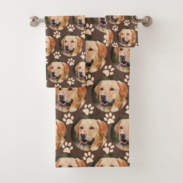Conjunto De Toalhas Pet Photo Pattern Personalizado Cão Marrom (Insitu)