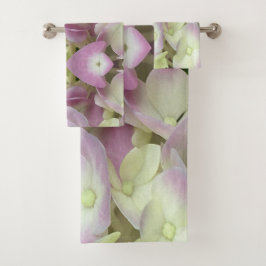 Conjunto De Toalhas Pétalas de Hydrangea, Cor-de-Rosa, Branca Antiquad