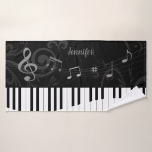Conjunto De Toalhas Piano e notas musicais lunáticos personalizados