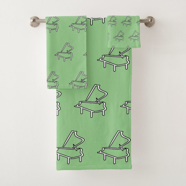 Conjunto De Toalhas Piano Verde Mentol  (Insitu)