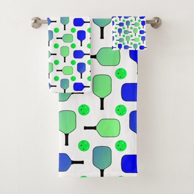 Conjunto De Toalhas Pickleball Azul e Verde Coloca bolas Verdes (Insitu)