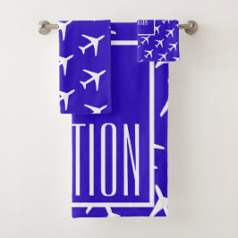 Conjunto De Toalhas Piloto azul de avião branco Funky