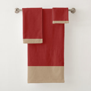 Conjunto De Toalhas Pimentão Vermelho e Bege