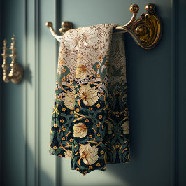 Conjunto De Toalhas Pimpernel Teal & Dourado William Morris