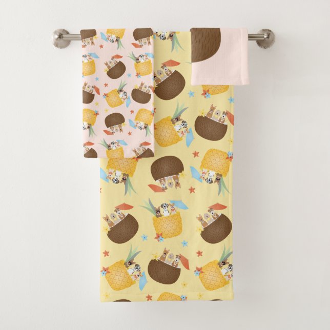 Conjunto De Toalhas Pina Colada Pineapple Coconut Pattern (Insitu)