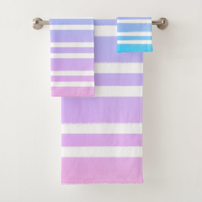 Conjunto De Toalhas Pincel de tinta azul roxo rosa pastel (Insitu)