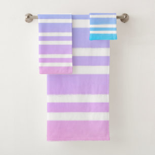 Conjunto De Toalhas Pincel de tinta rosa pastel roxo azul