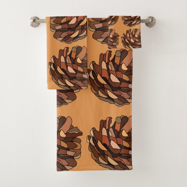 Conjunto De Toalhas Pine Cones Natureza Botânica Rústica (Insitu)