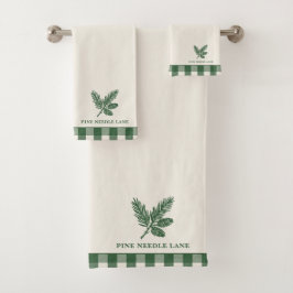 Conjunto De Toalhas Pine Needle Lane - Impressão de Pinha com Corte de